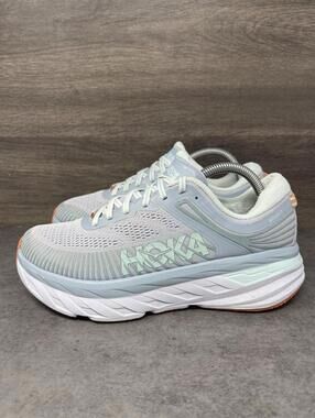 HOKA Bondi 7 Sneakers Womens Size 9.5 Blue Orange One One
